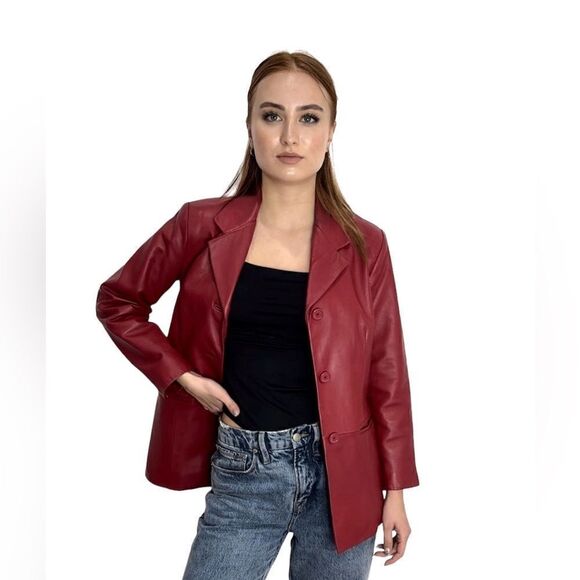 Vintage Preston&York Red Lamb Leather Blazer - Picture 8 of 8